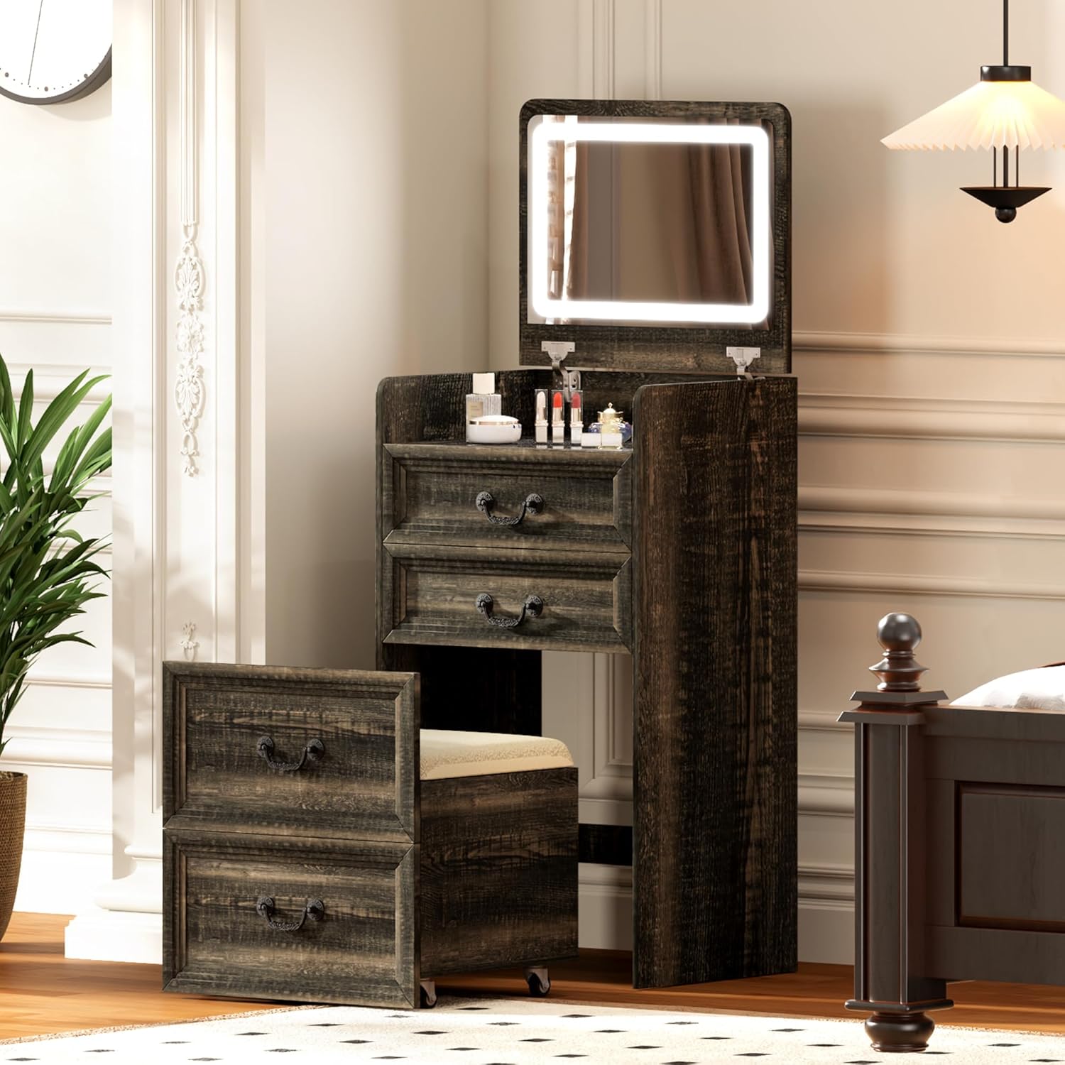 Vanity Desk 3 In 1 (Mirror & Foldable Sidetable)