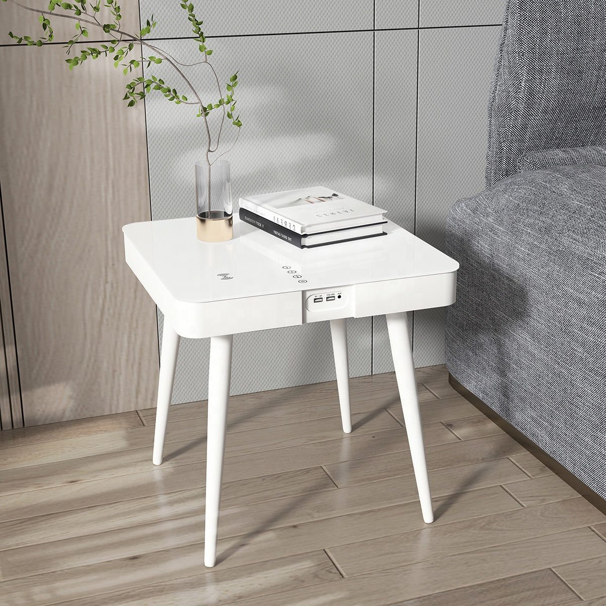 Multi Functional Smart Side Table with Wireless Charger