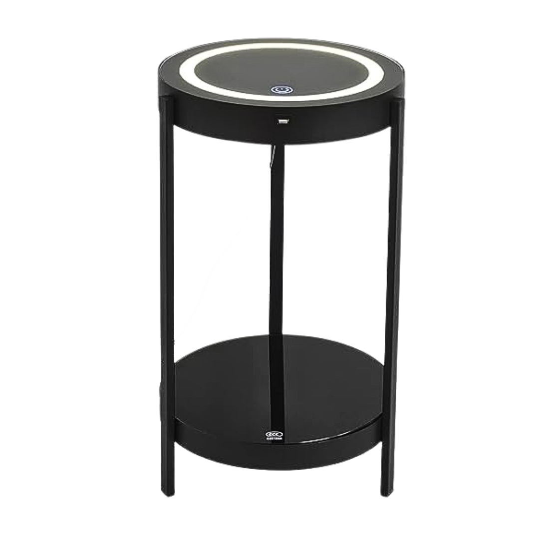 Black Smart Led Nightstand with Drawers