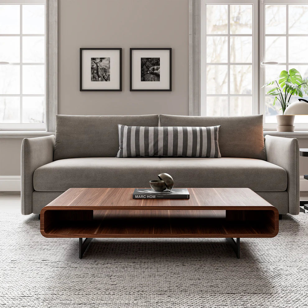 Walnut Rounded Retangular Coffee Table