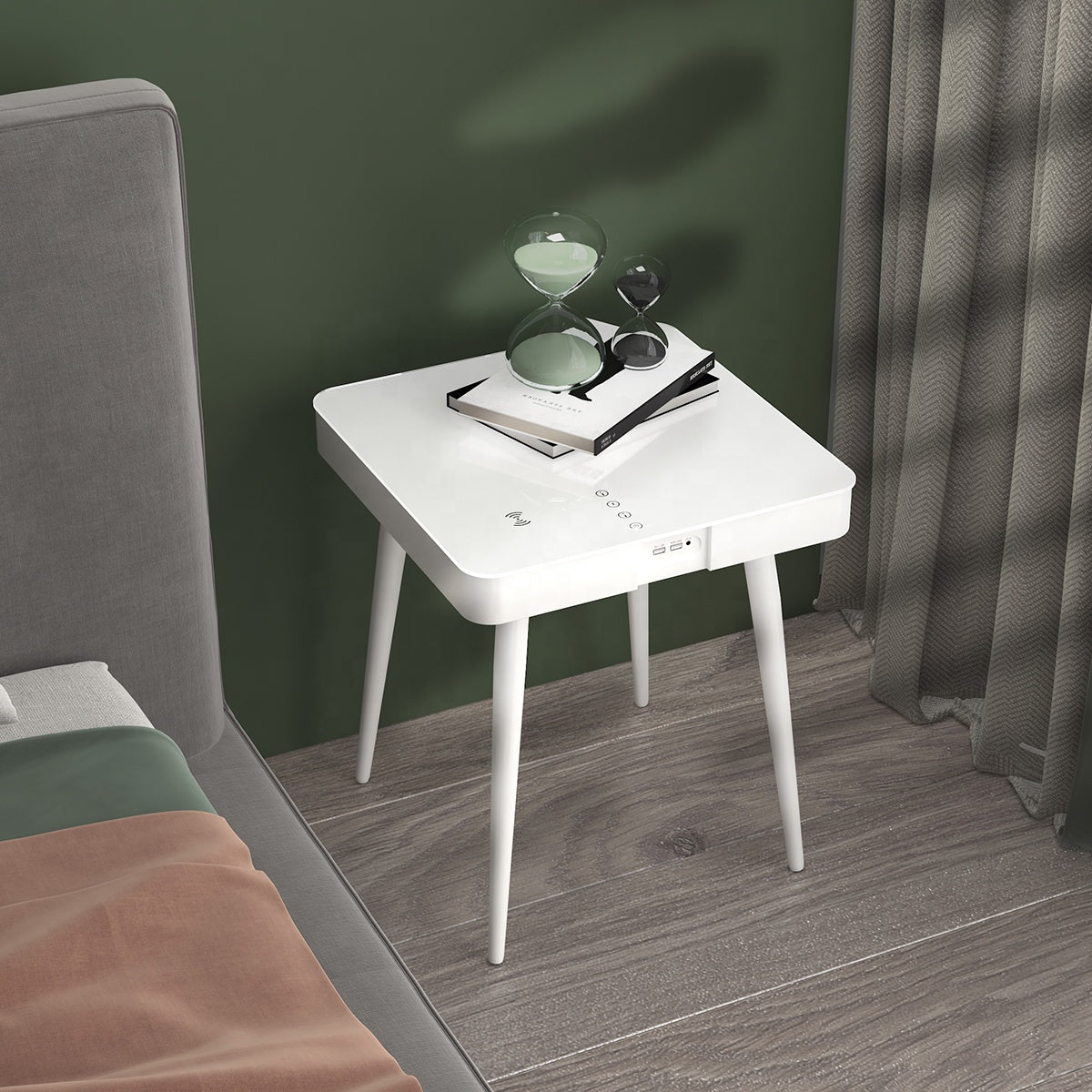 Multi Functional Smart Side Table with Wireless Charger