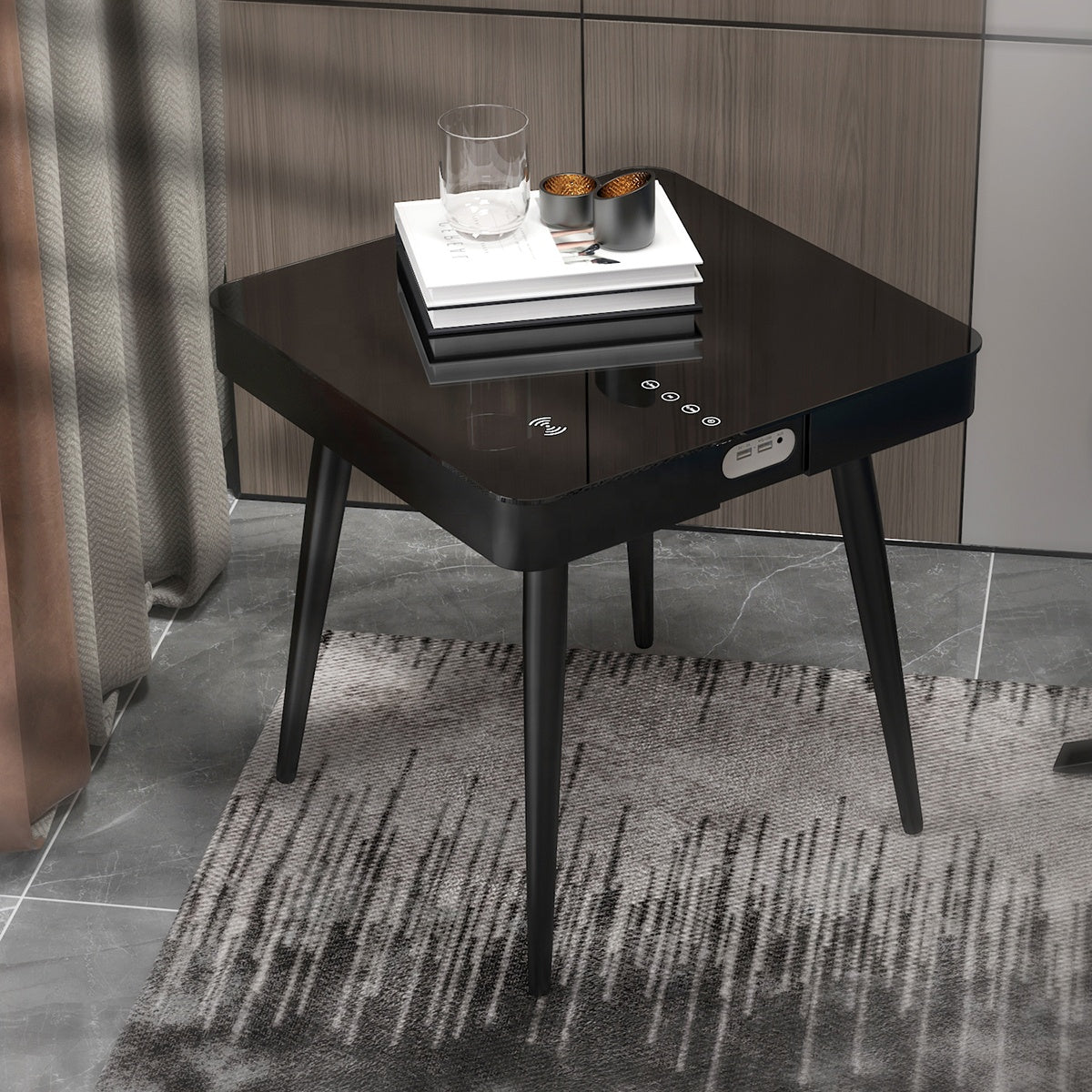 Multi Functional Smart Side Table with Wireless Charger